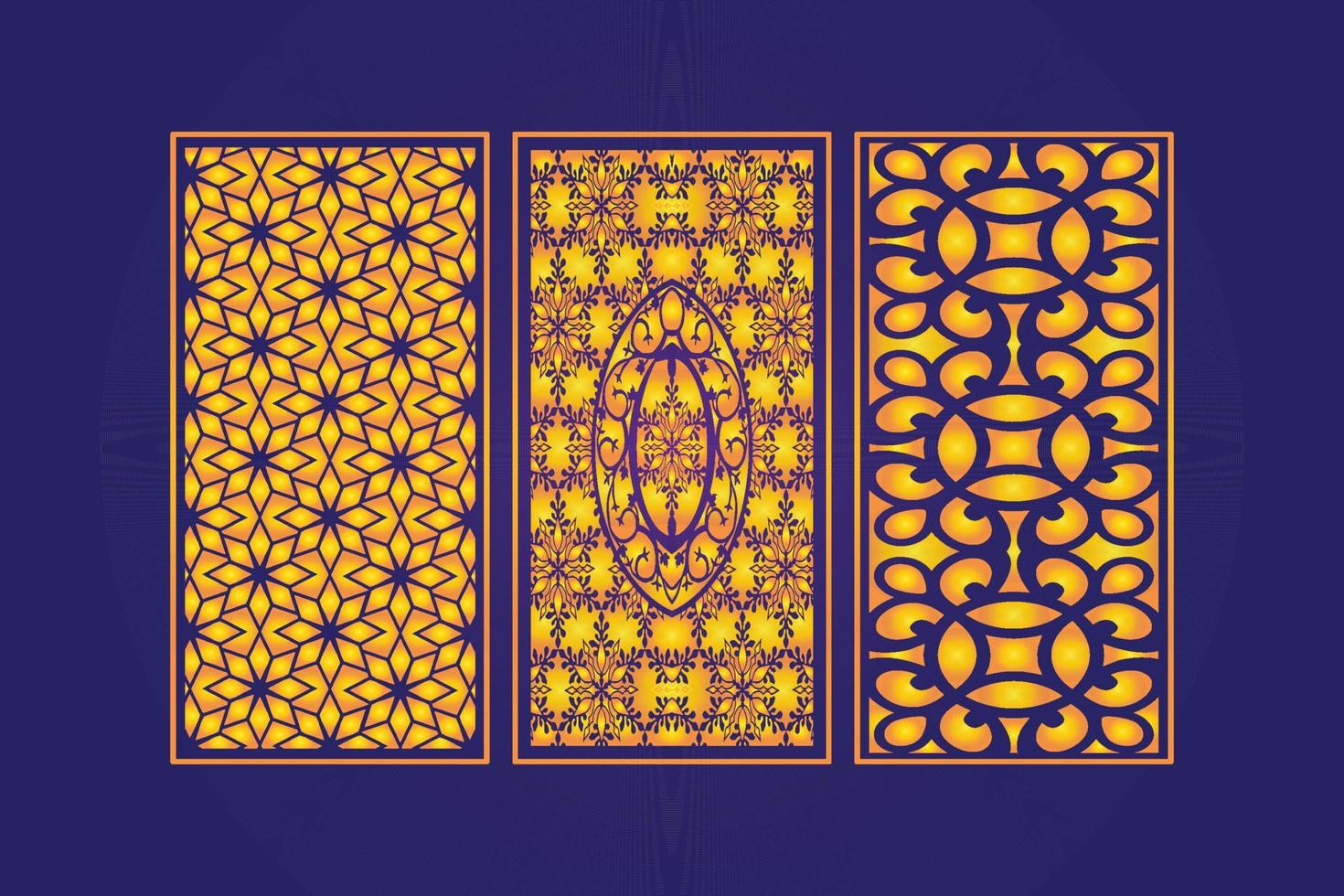 Islamic decorative laser cut panels template with abstract geometric texture and floral laser vector