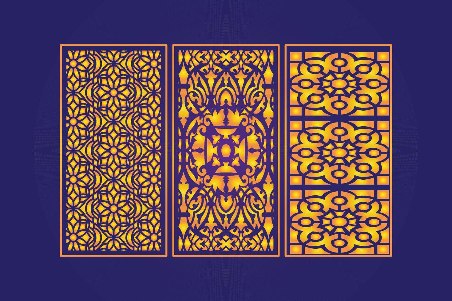 Islamic decorative laser cut panels template with abstract geometric texture and floral laser vector