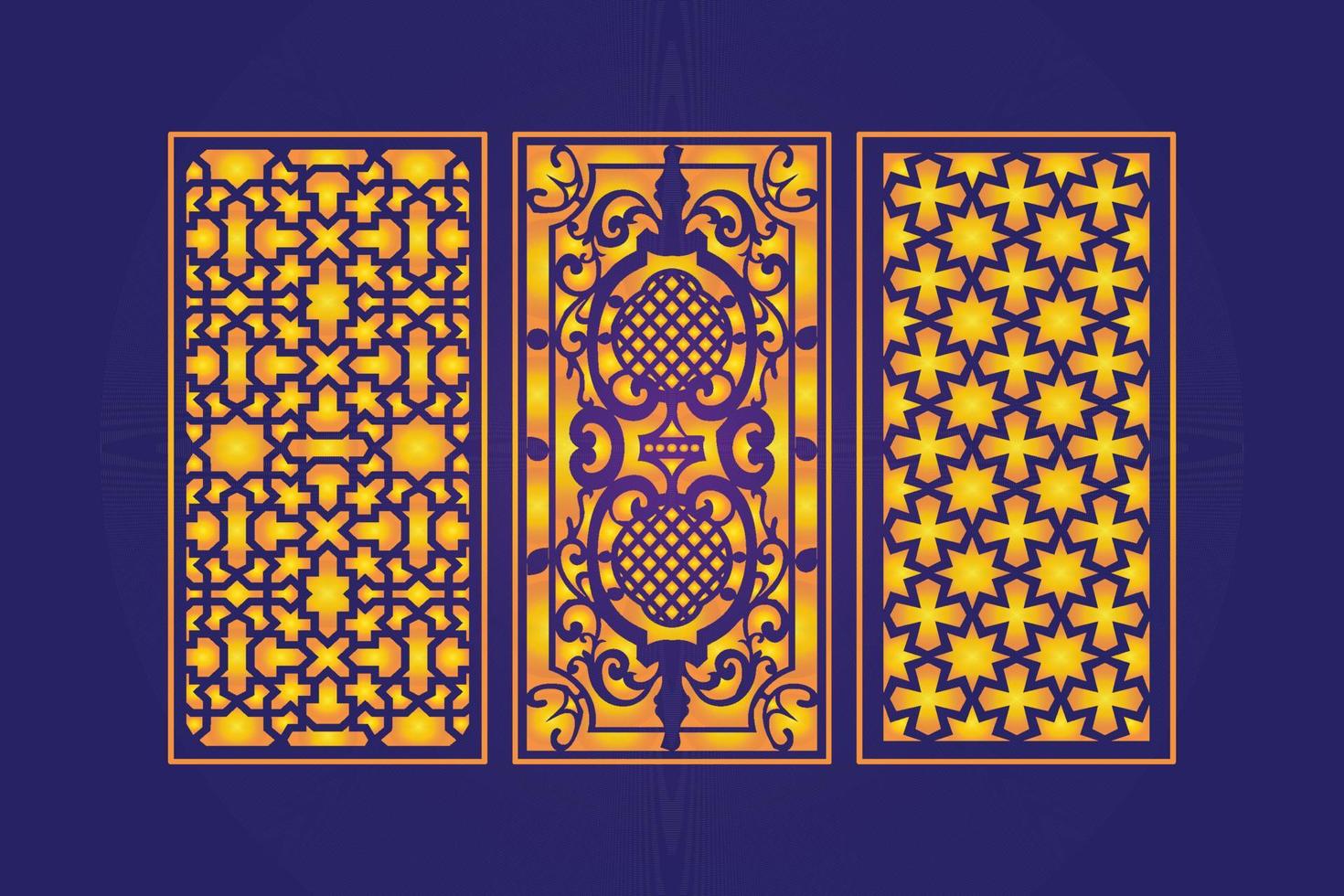 Islamic decorative laser cut panels template with abstract geometric texture and floral laser vector