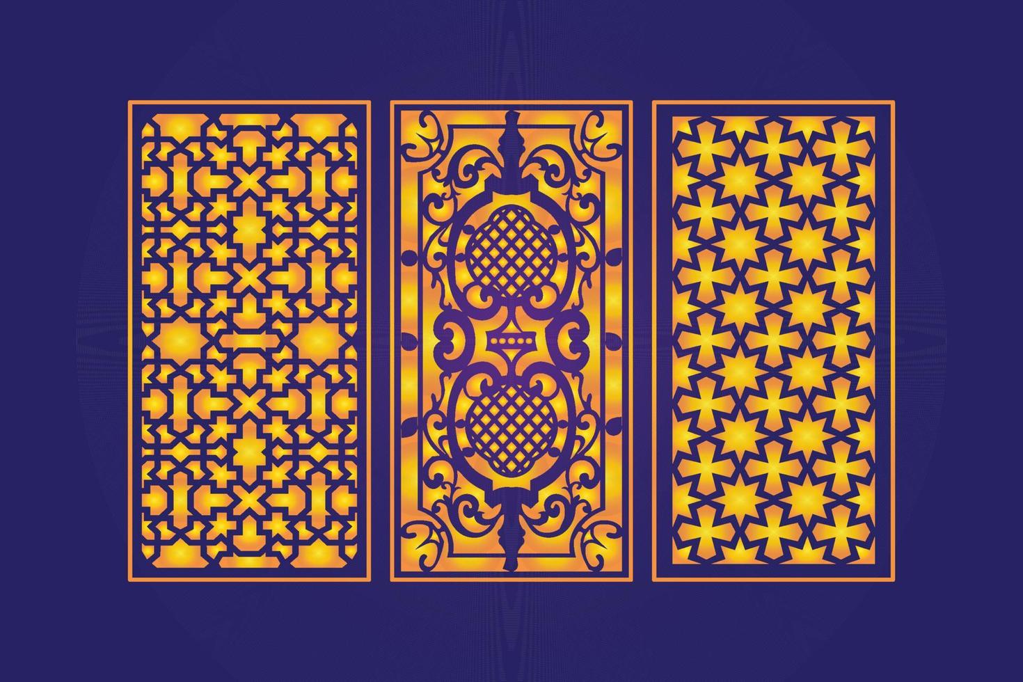 plantilla de paneles de corte láser decorativos islámicos con textura geométrica abstracta y láser floral vector