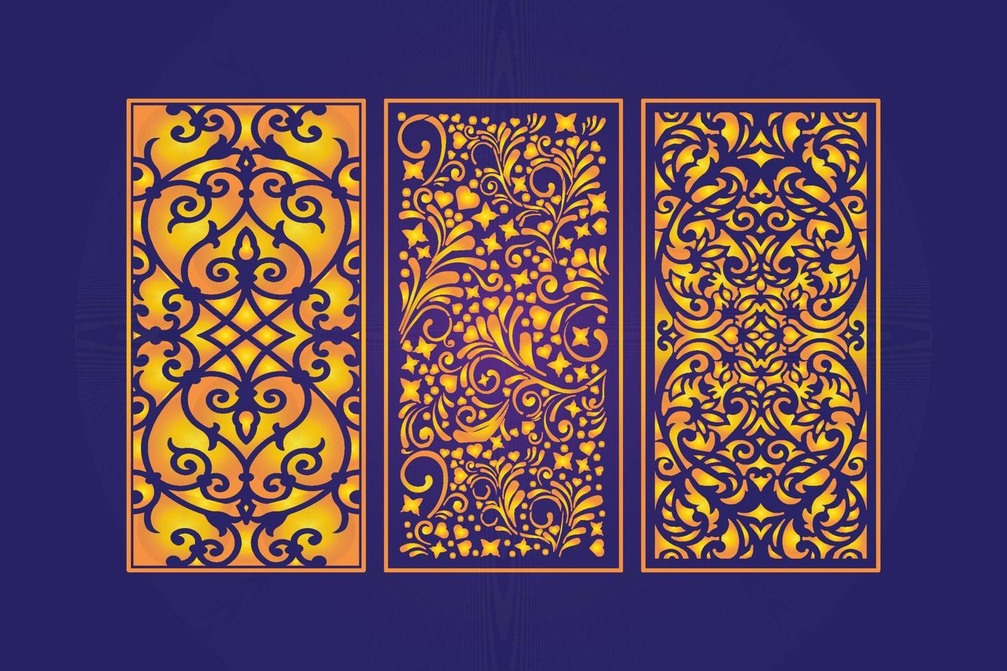 Islamic decorative laser cut panels template with abstract geometric texture and floral laser vector