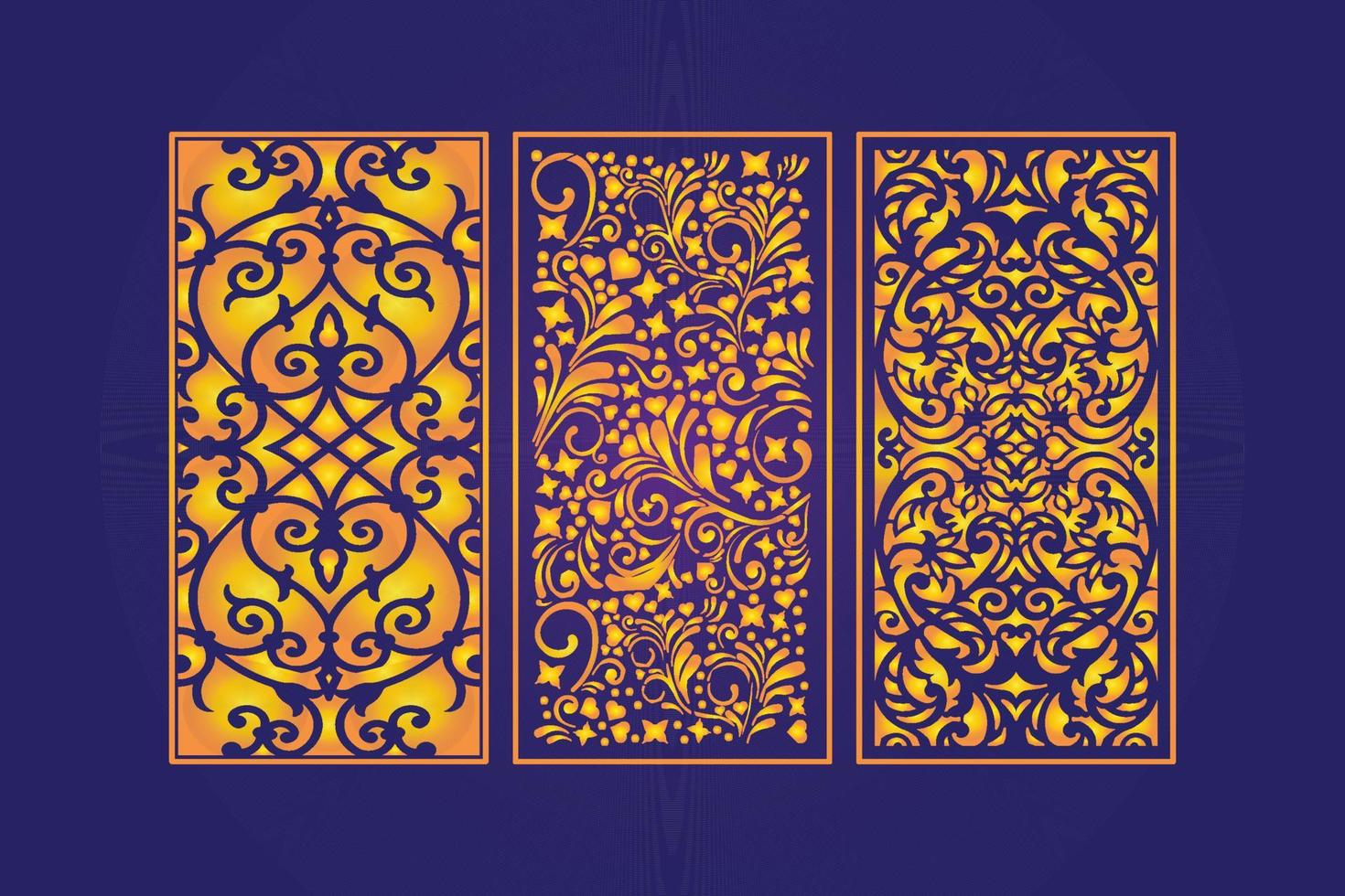 plantilla de paneles de corte láser decorativos islámicos con textura geométrica abstracta y láser floral vector