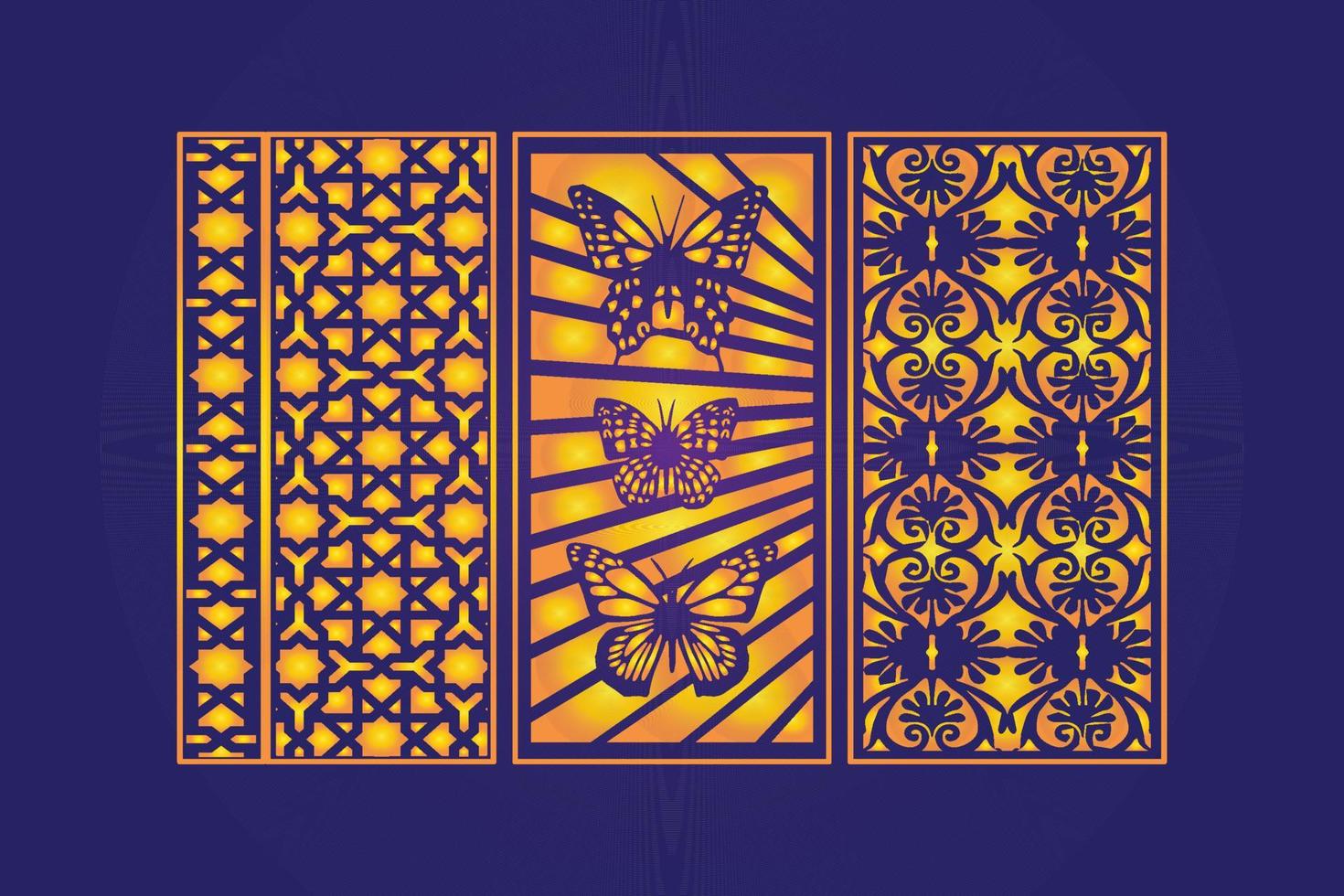Islamic decorative laser cut panels template with abstract geometric texture and floral laser vector
