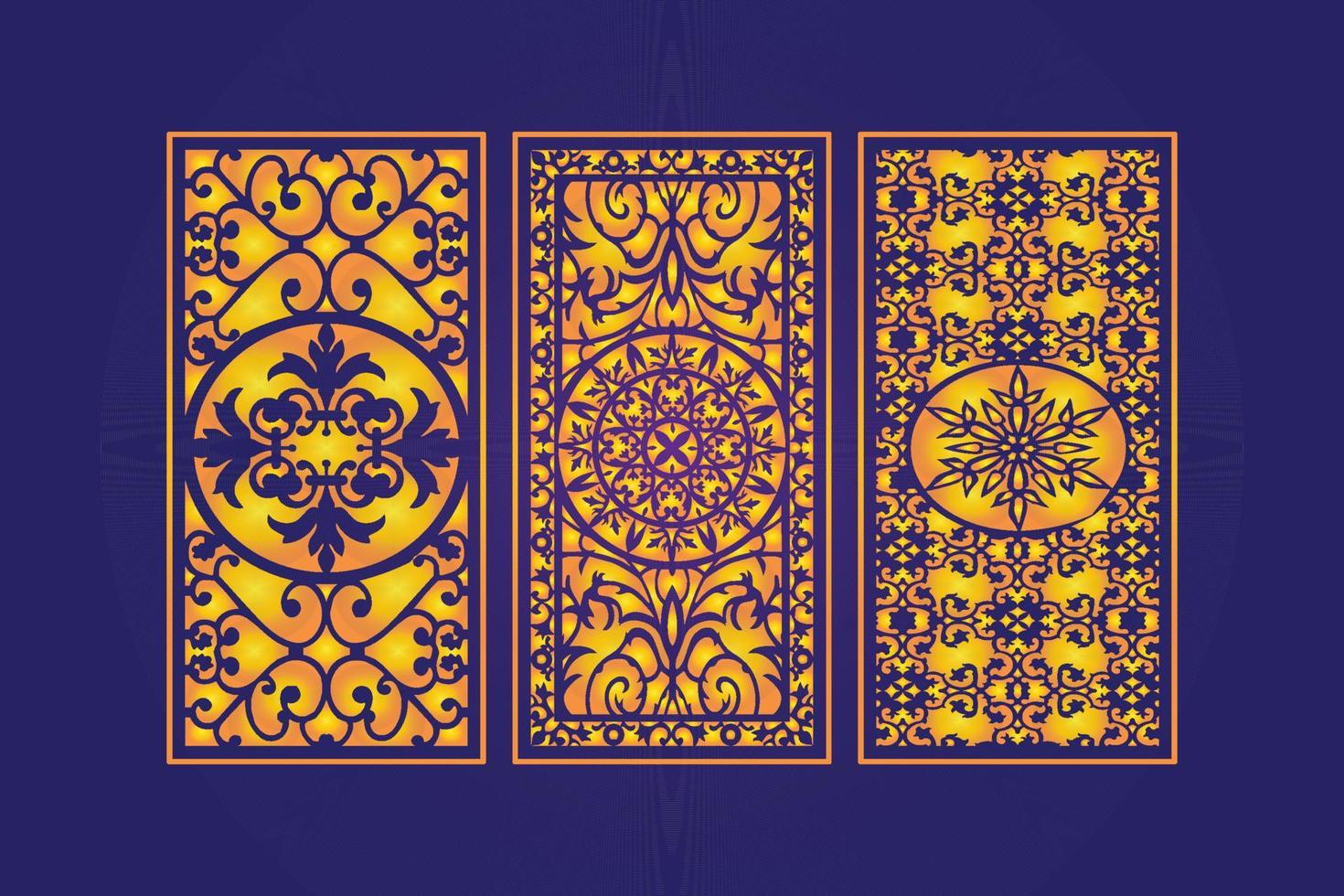 plantilla de paneles de corte láser decorativos islámicos con textura geométrica abstracta y láser floral vector