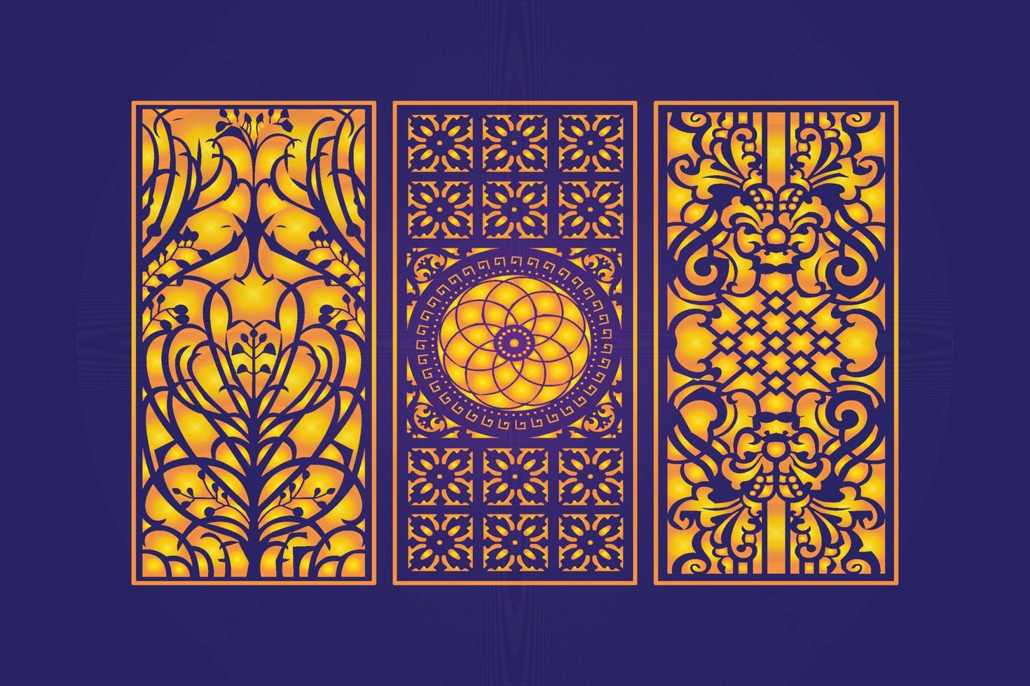 Islamic decorative laser cut panels template with abstract geometric texture and floral laser vector