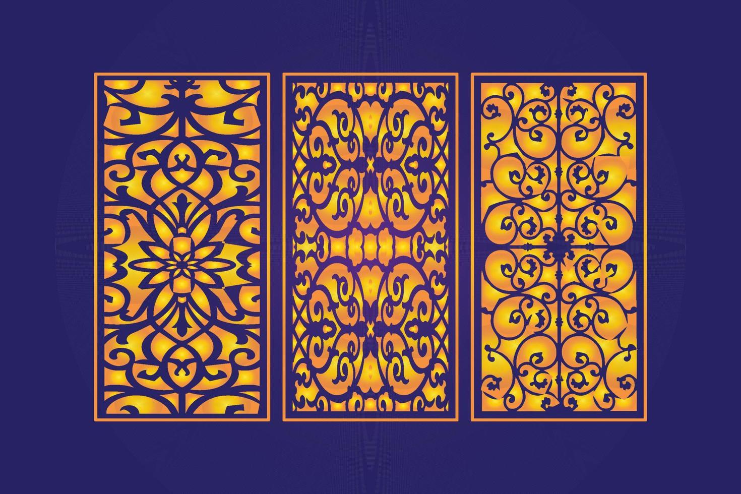 Islamic decorative laser cut panels template with abstract geometric texture and floral laser vector