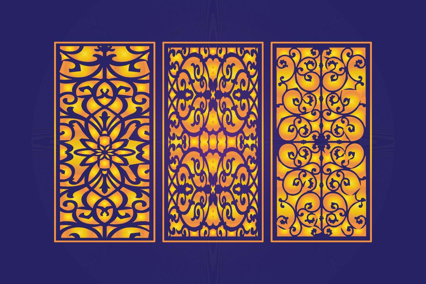 plantilla de paneles de corte láser decorativos islámicos con textura geométrica abstracta y láser floral vector