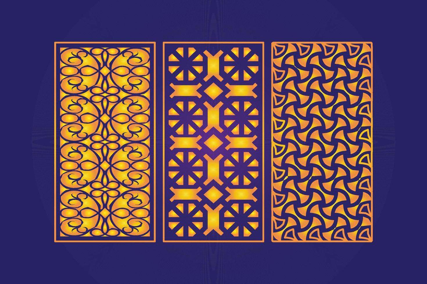 Islamic decorative laser cut panels template with abstract geometric texture and floral laser vector