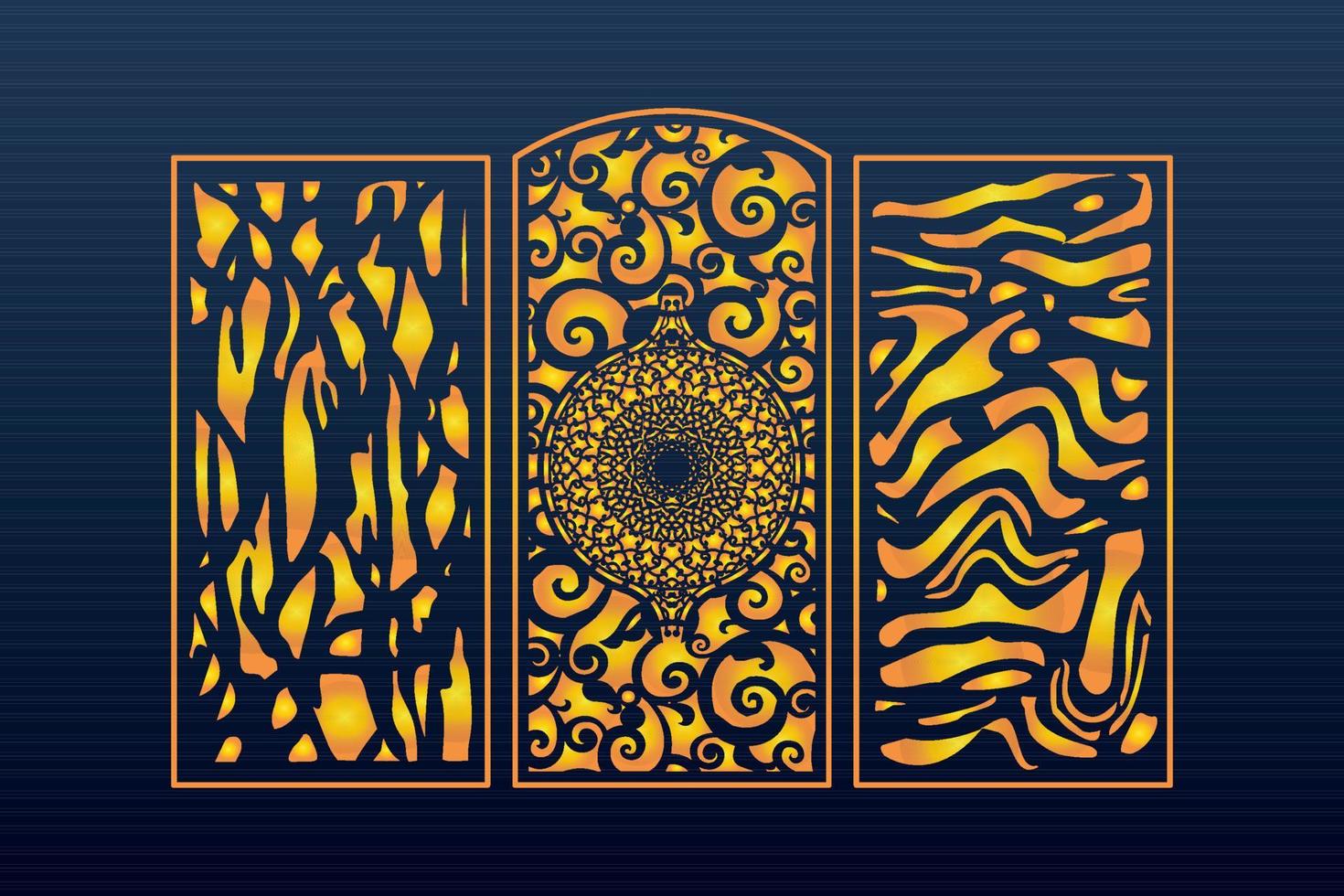 Islamic decorative laser cut panels template with abstract geometric texture and floral laser vector