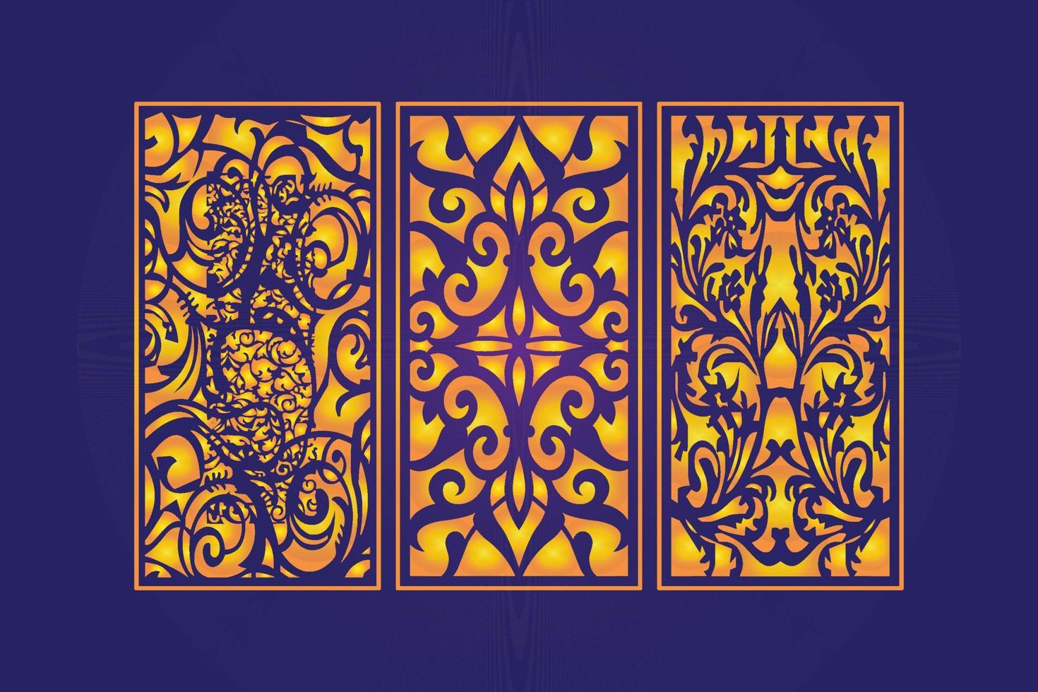 Islamic decorative laser cut panels template with abstract geometric texture and floral laser vector