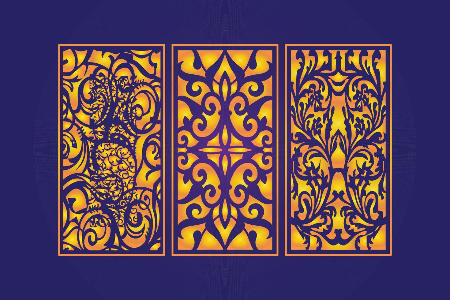 plantilla de paneles de corte láser decorativos islámicos con textura geométrica abstracta y láser floral vector