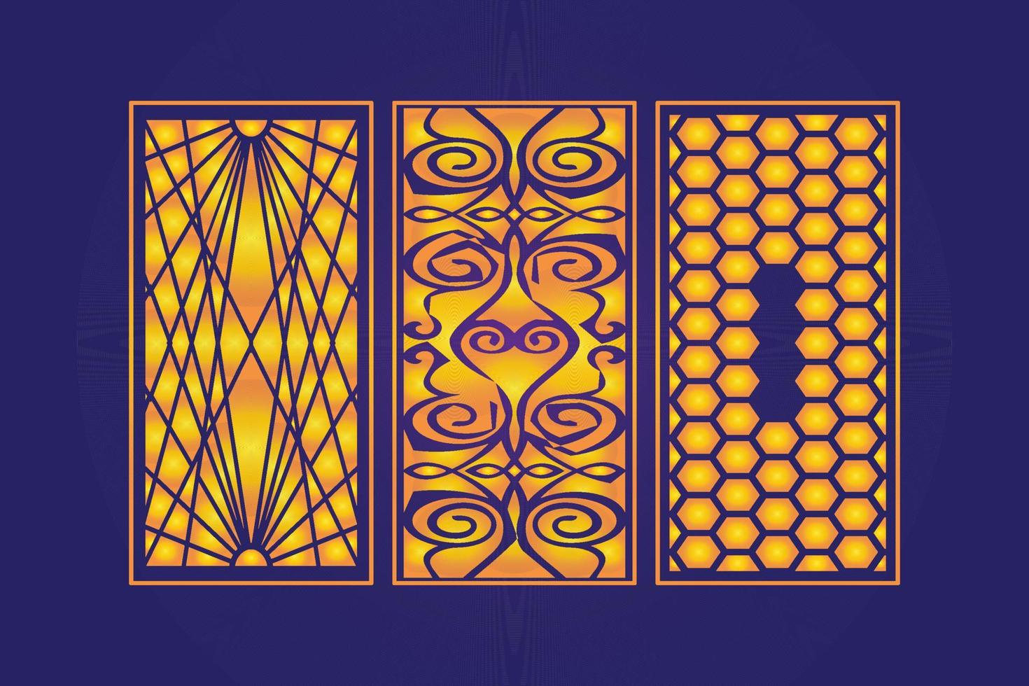 Islamic decorative laser cut panels template with abstract geometric texture and floral laser vector