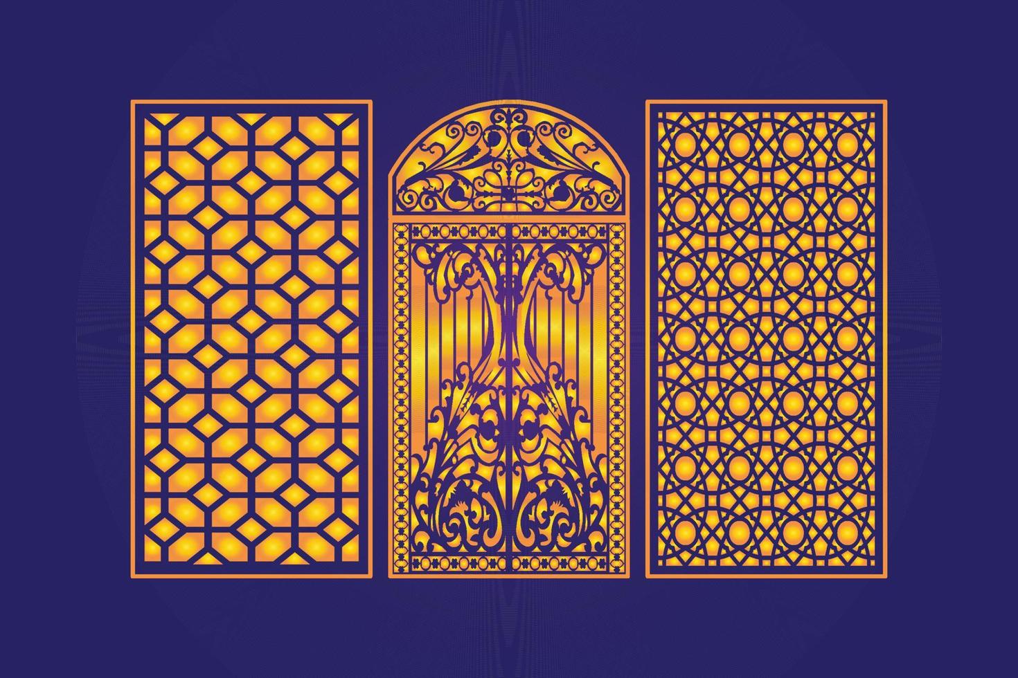 Islamic decorative laser cut panels template with abstract geometric texture and floral laser vector