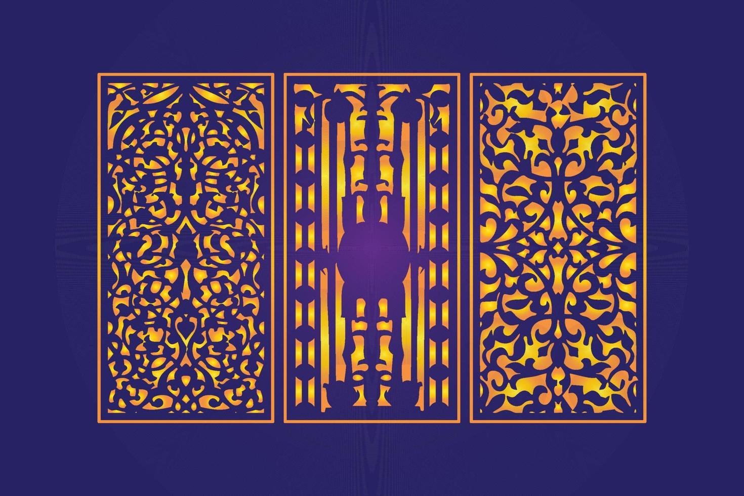 Islamic decorative laser cut panels template with abstract geometric texture and floral laser vector