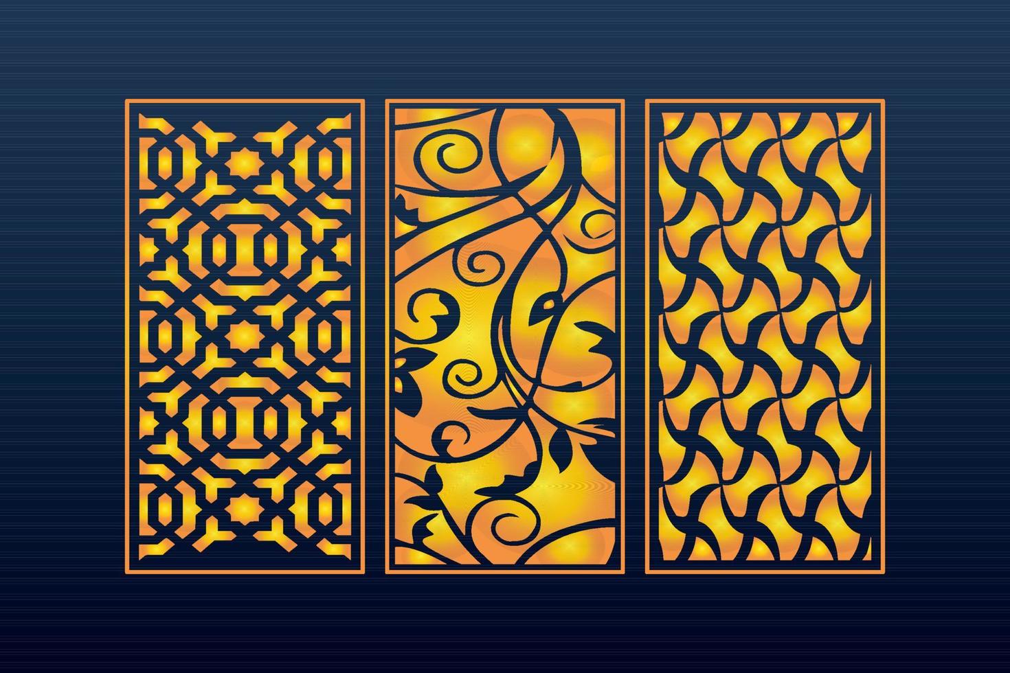 Islamic decorative laser cut panels template with abstract geometric texture and floral laser vector