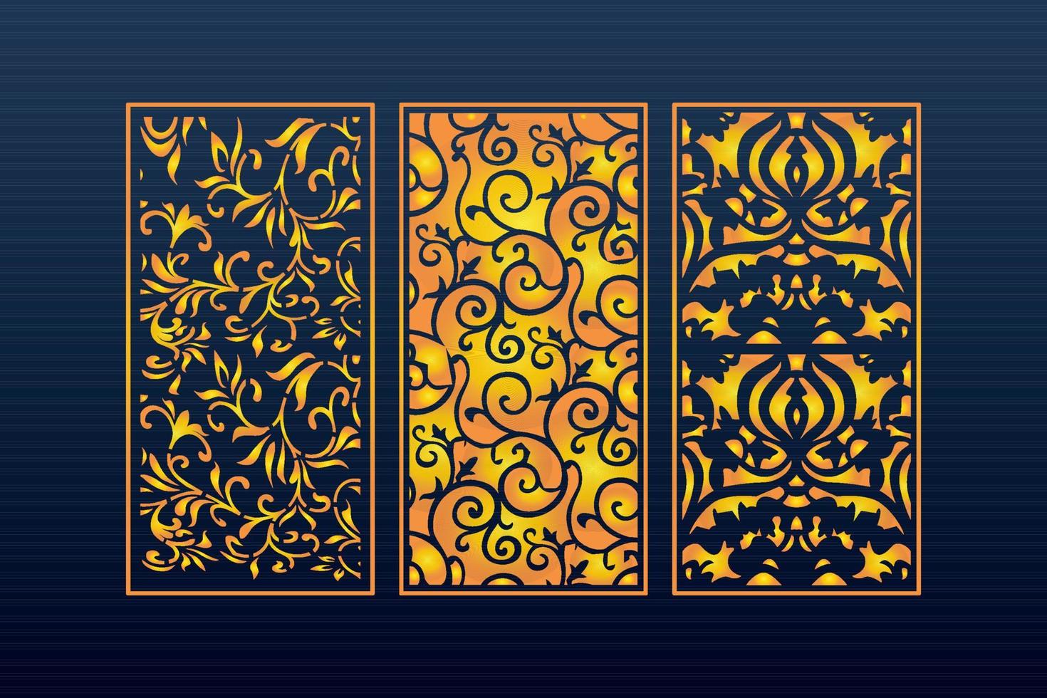 Islamic decorative laser cut panels template with abstract geometric texture and floral laser vector