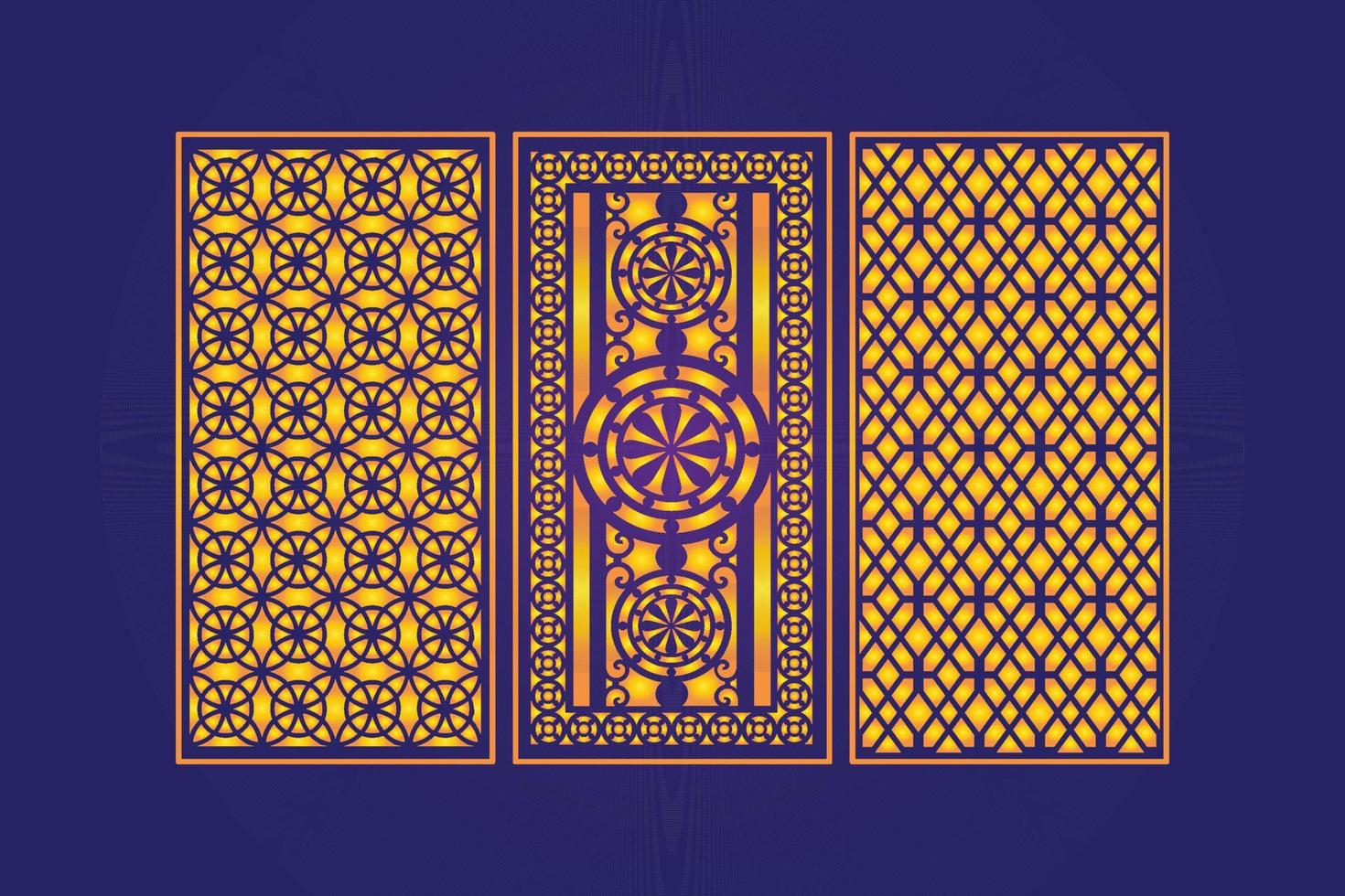 Islamic decorative laser cut panels template with abstract geometric texture and floral laser vector