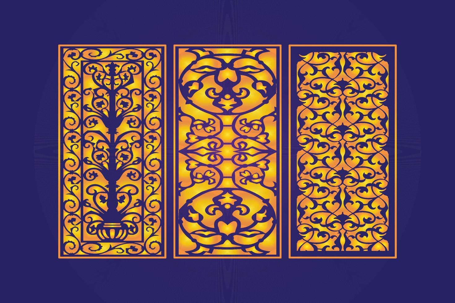 Islamic decorative laser cut panels template with abstract geometric texture and floral laser vector