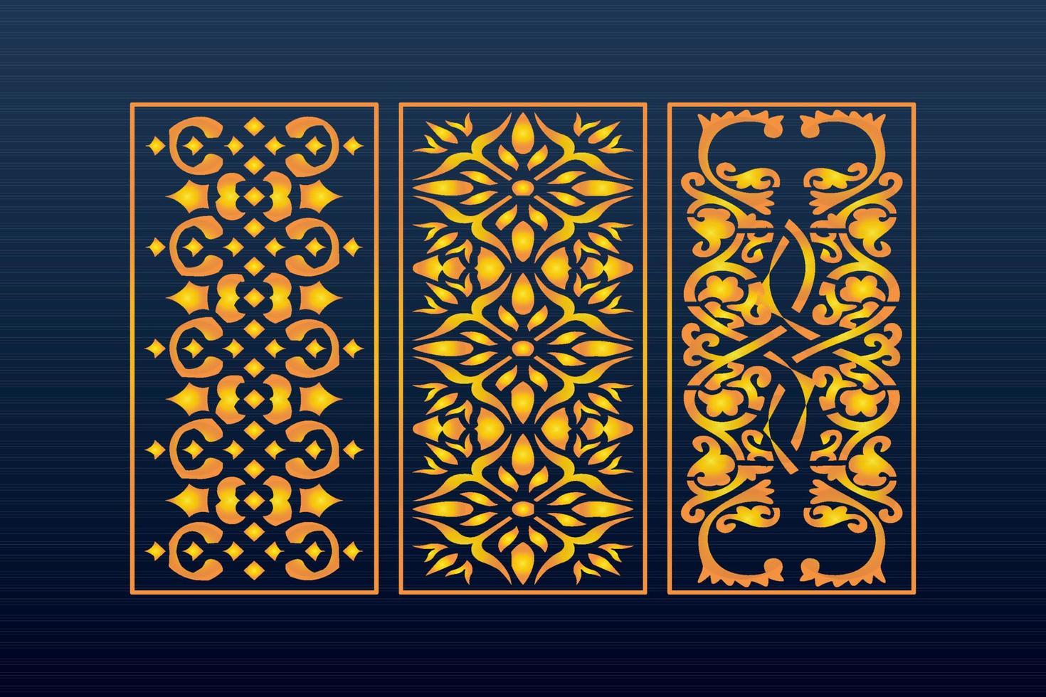 Islamic decorative laser cut panels template with abstract geometric texture and floral laser vector