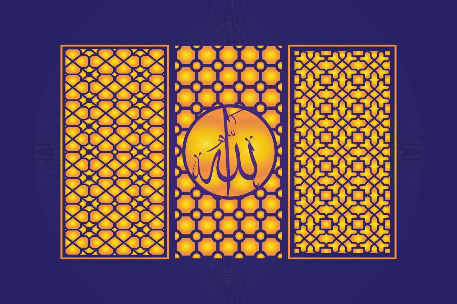Islamic decorative laser cut panels template with abstract geometric texture and floral laser vector
