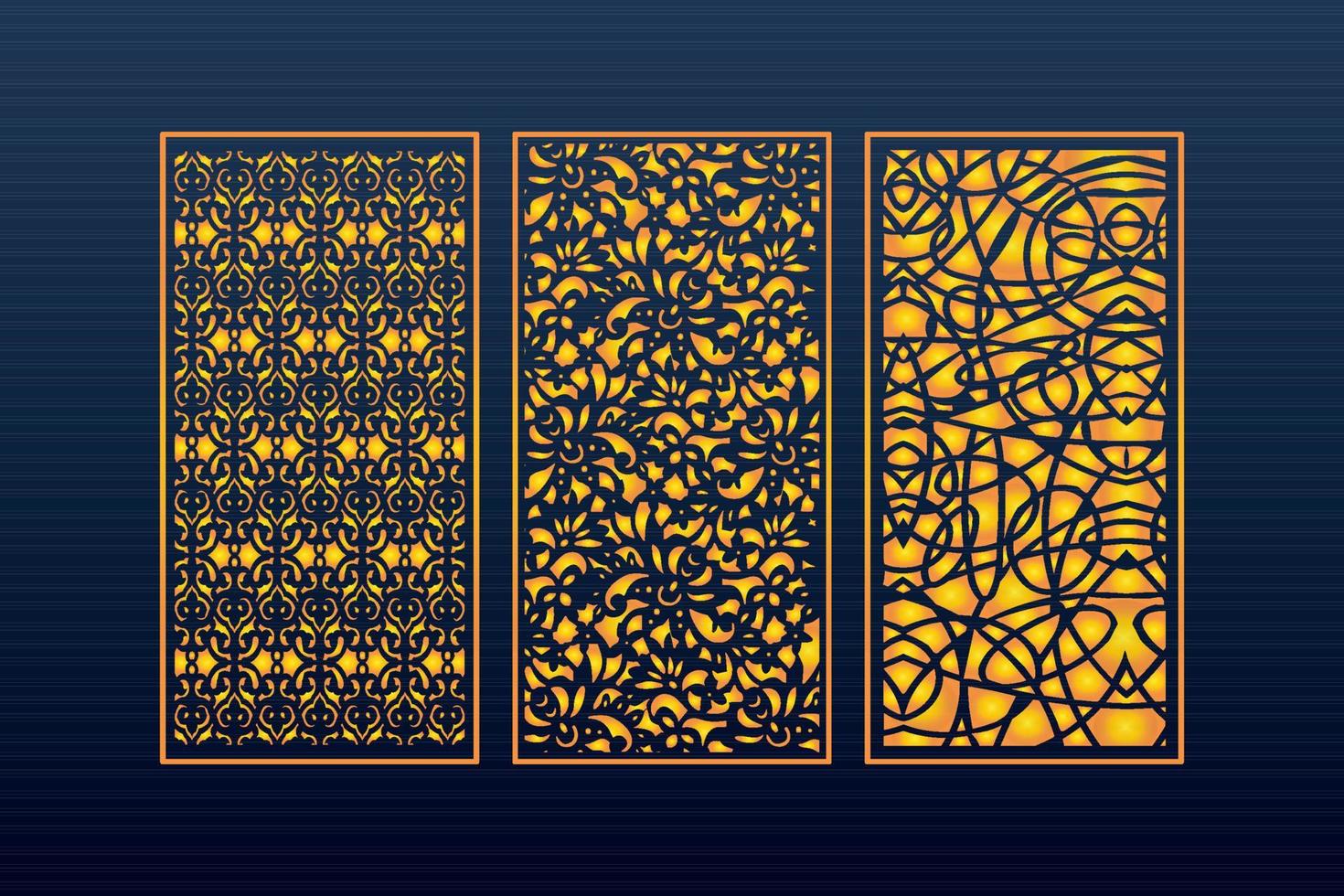 Islamic decorative laser cut panels template with abstract geometric texture and floral laser vector