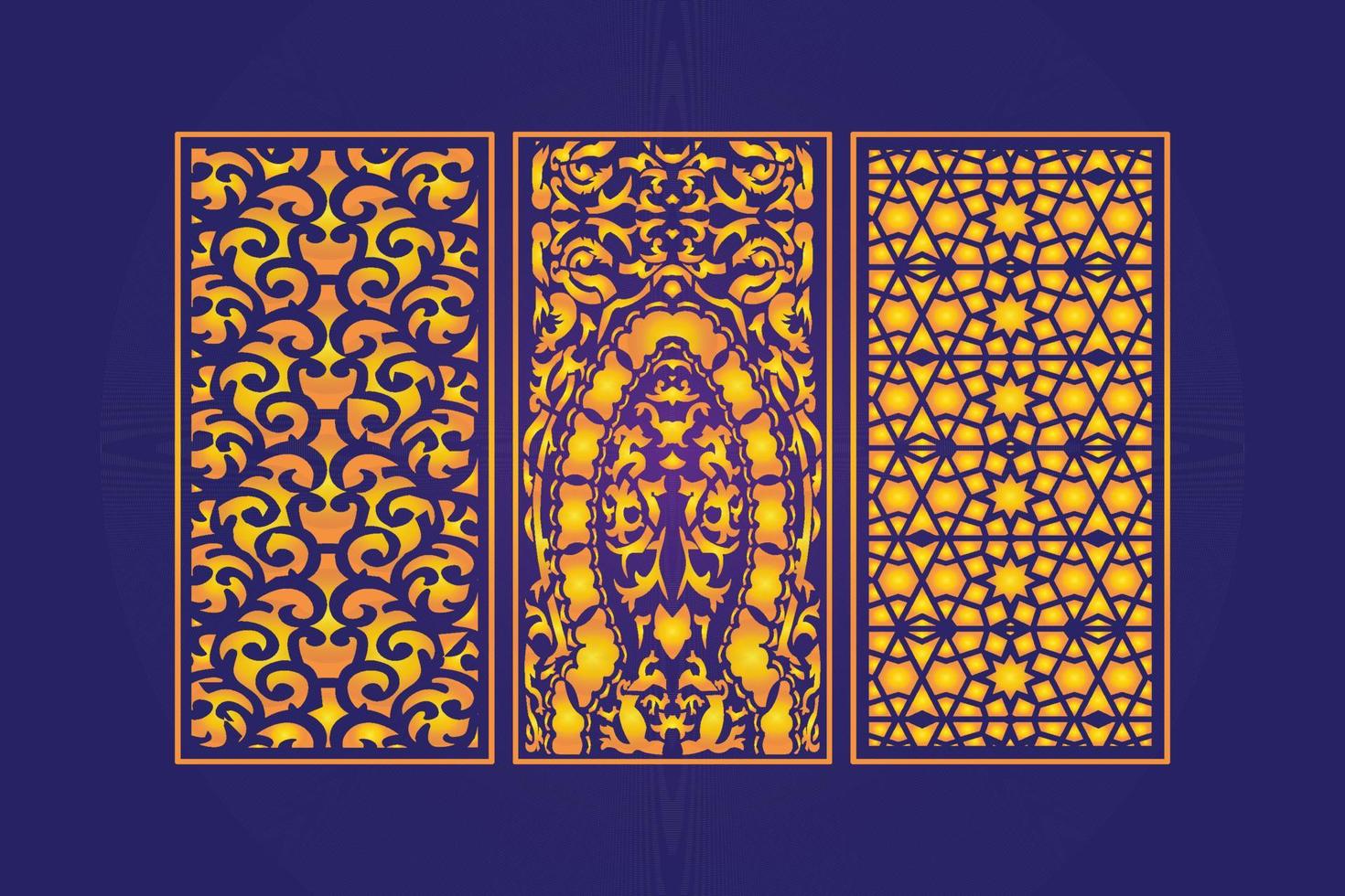 Islamic decorative laser cut panels template with abstract geometric texture and floral laser vector