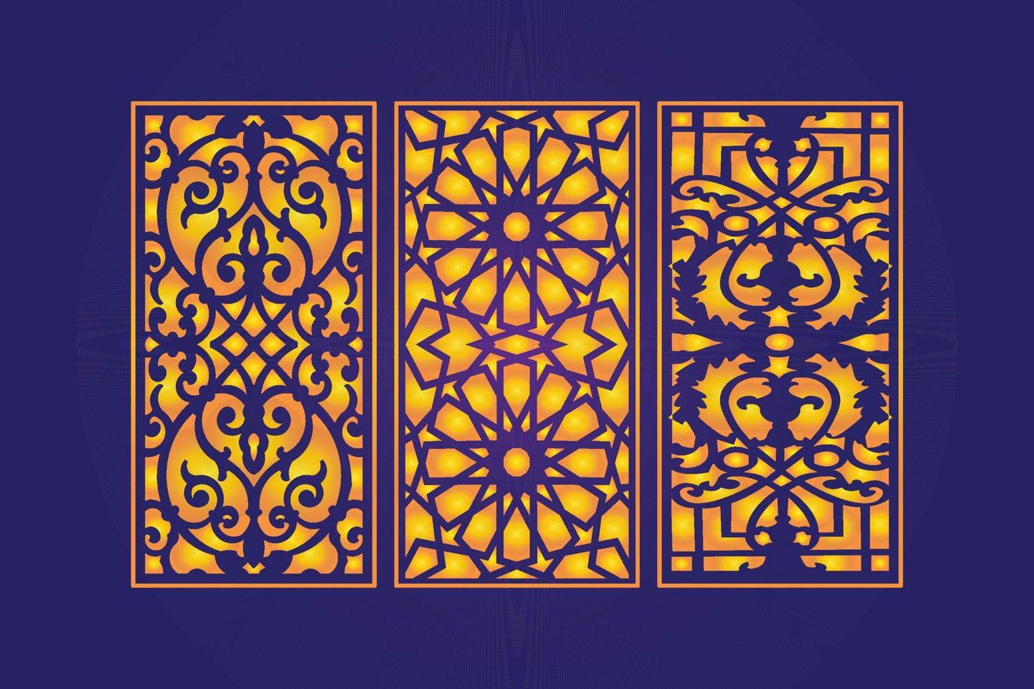 Islamic decorative laser cut panels template with abstract geometric texture and floral laser vector