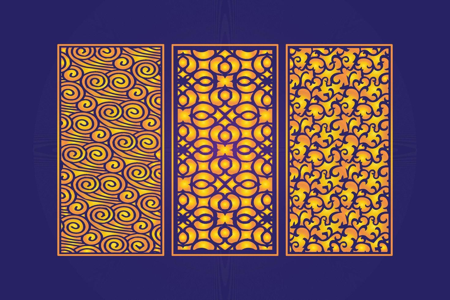 Islamic decorative laser cut panels template with abstract geometric texture and floral laser vector