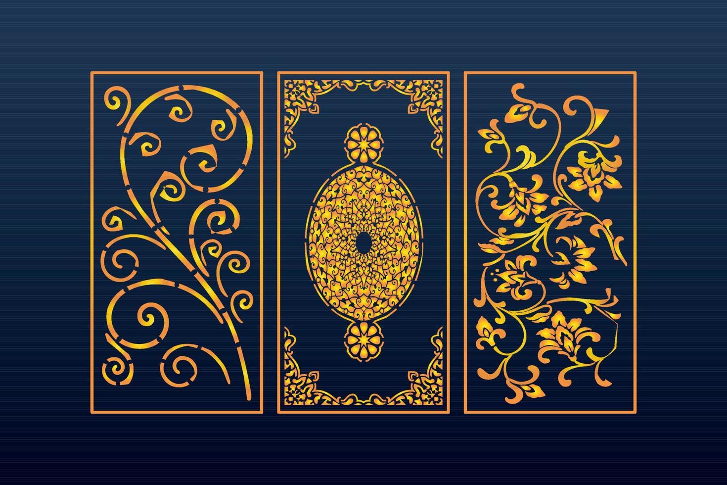 Islamic decorative laser cut panels template with abstract geometric texture and floral laser vector
