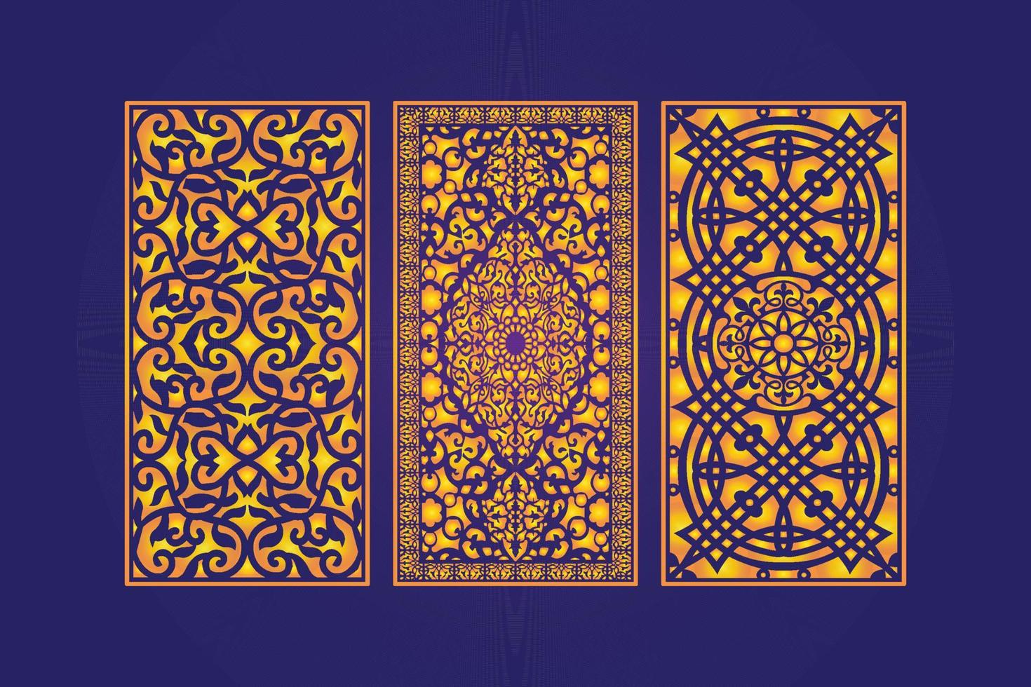 Islamic decorative laser cut panels template with abstract geometric texture and floral laser vector