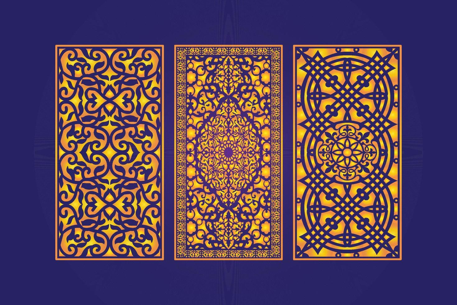 Islamic decorative laser cut panels template with abstract geometric texture and floral laser vector