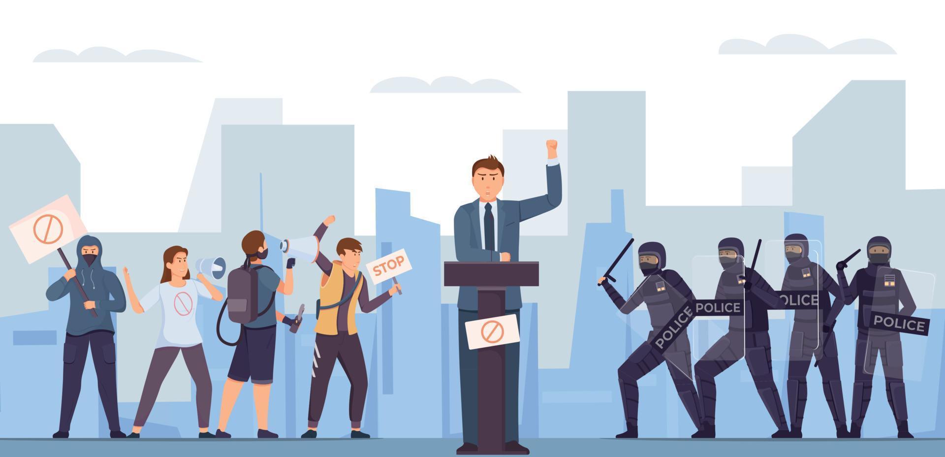 Protest Revolution Flat Composition vector