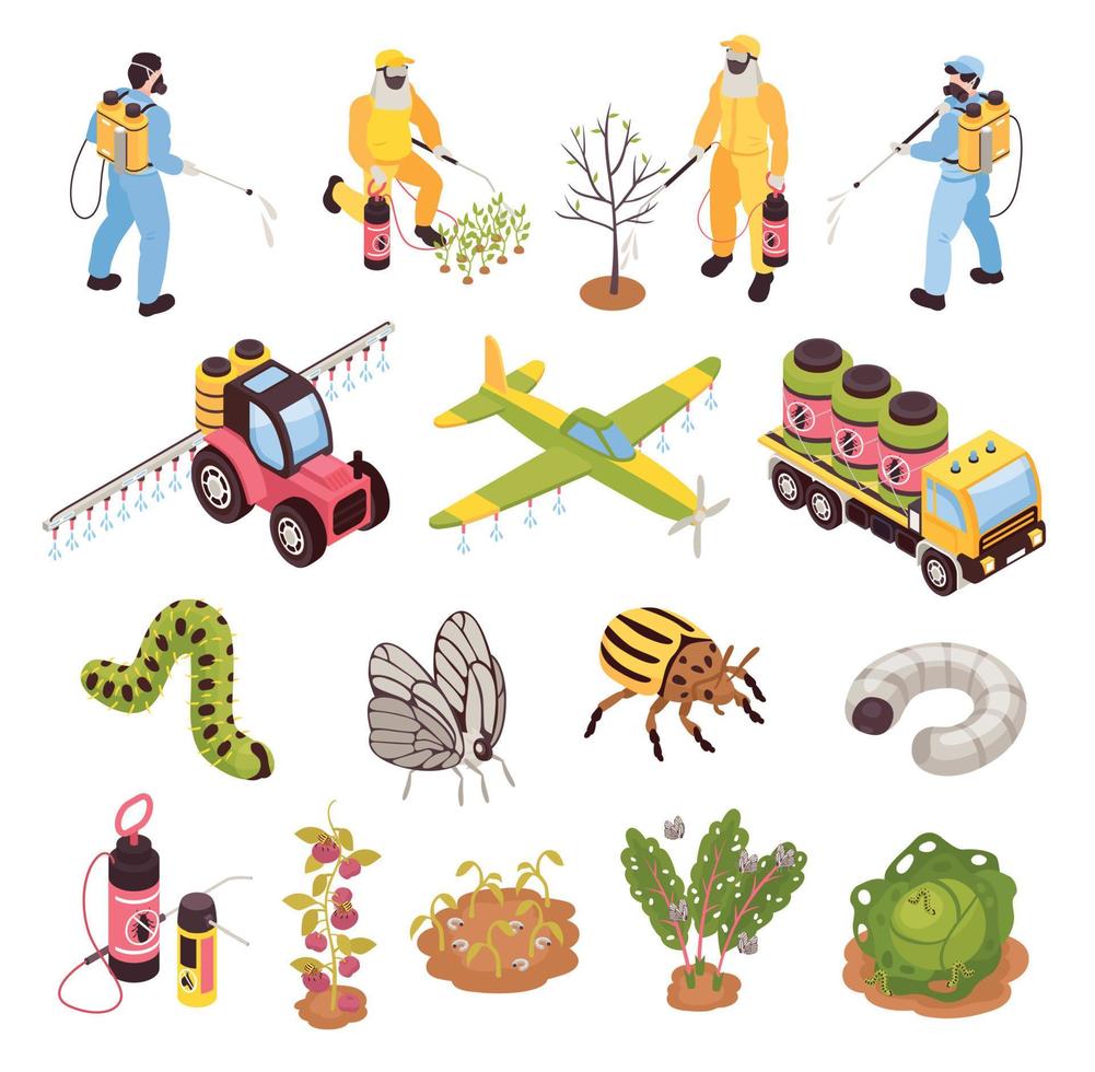 Isometric Farm Pest Control Set vector