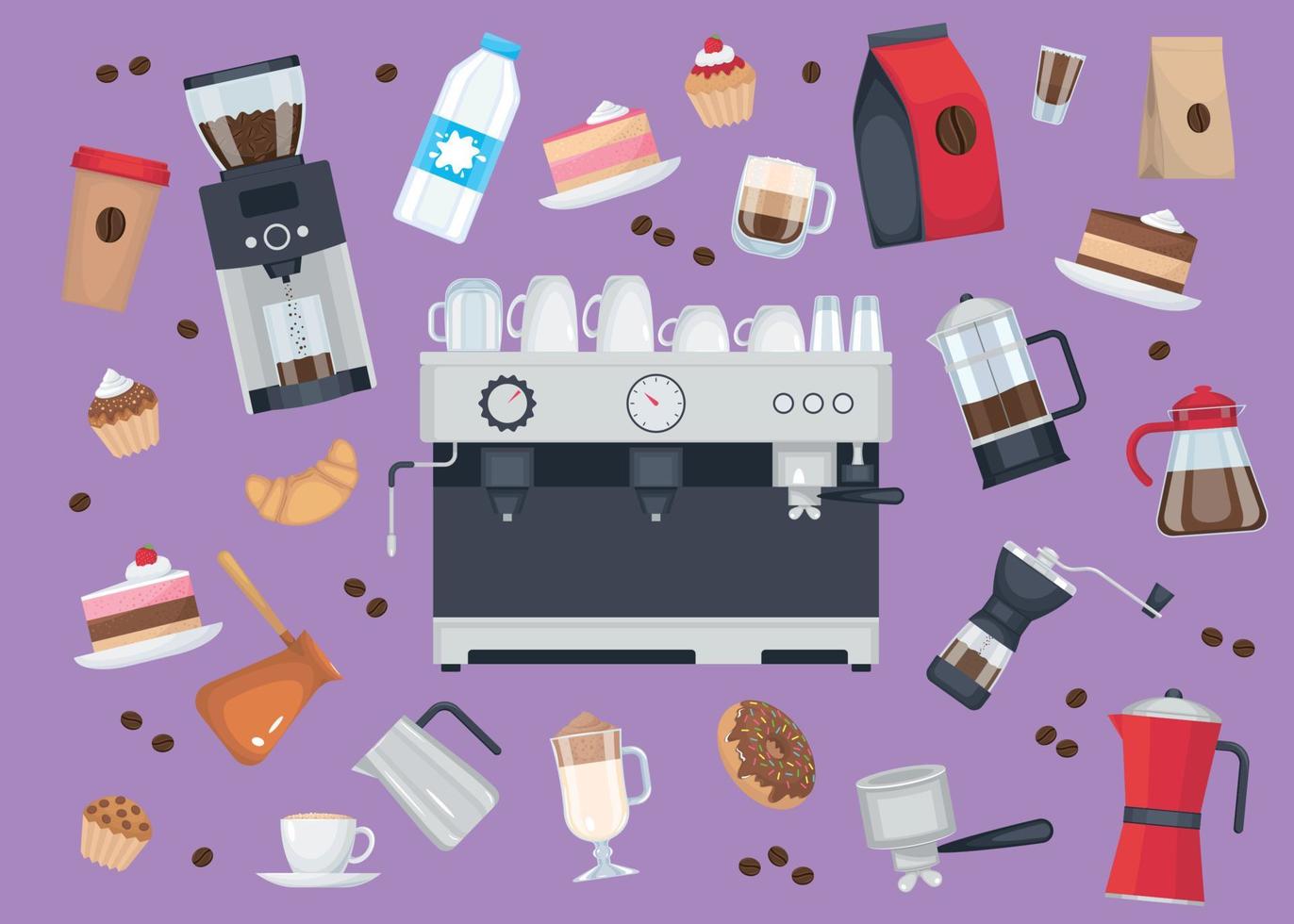 Barista Coffee Equipment Set vector