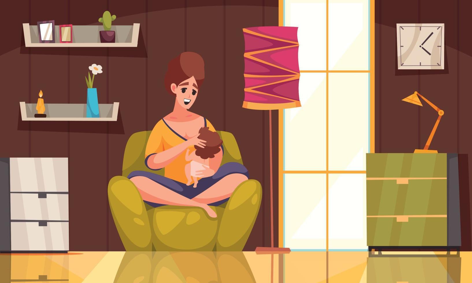 Breastfeeding Cartoon Concept vector