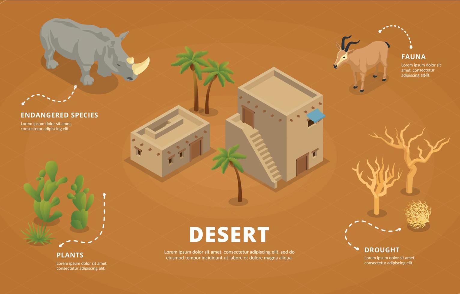 Desert Isometric Infographics Illustration vector