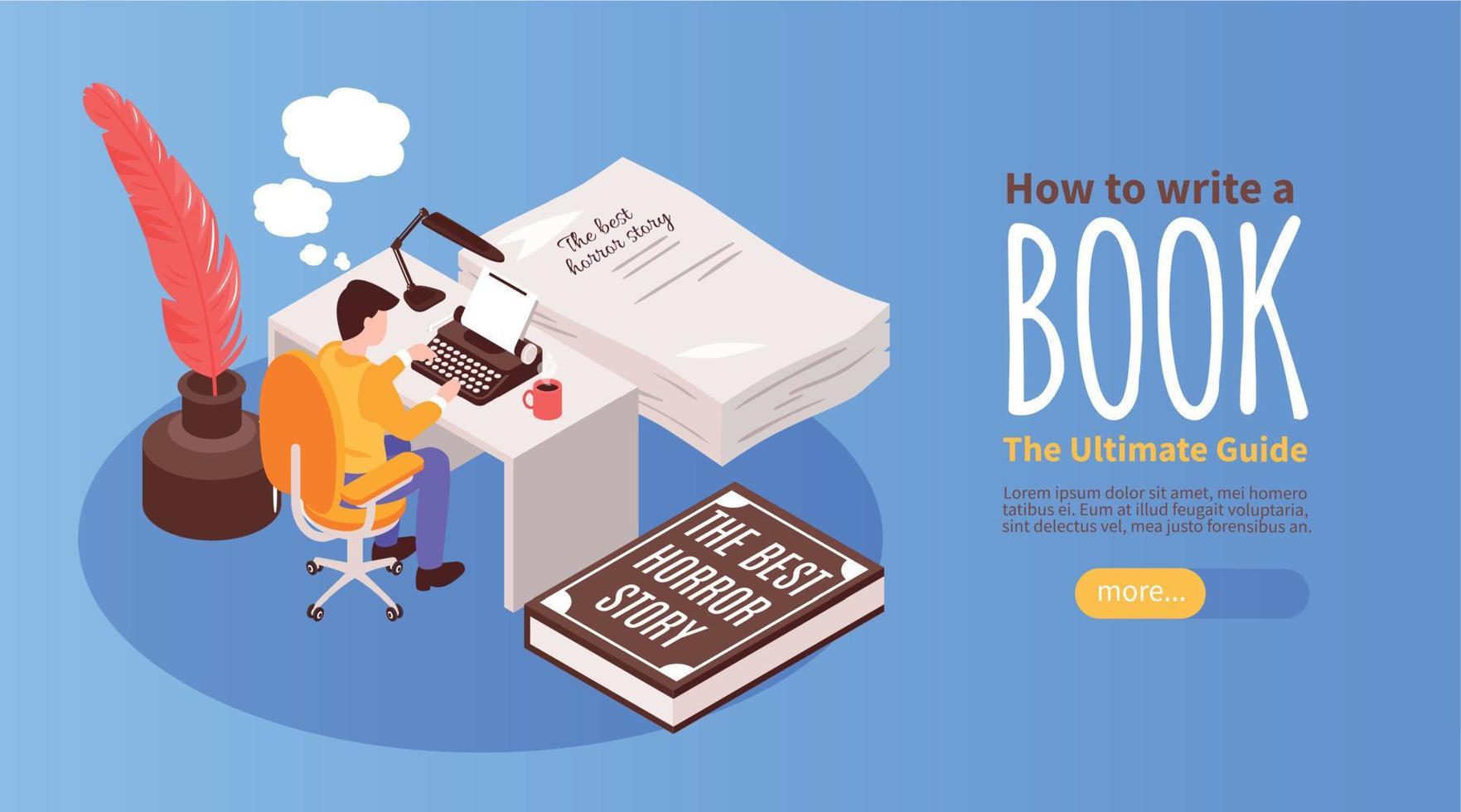 Isometric Writer Concept vector
