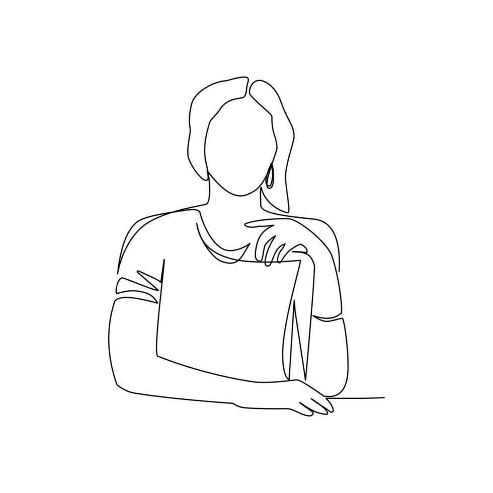 Vector illustration of a female portrait drawn in line art style