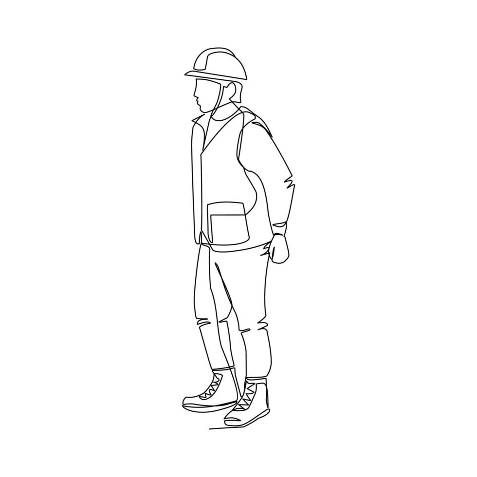 Worker vector illustration drawn in line art style