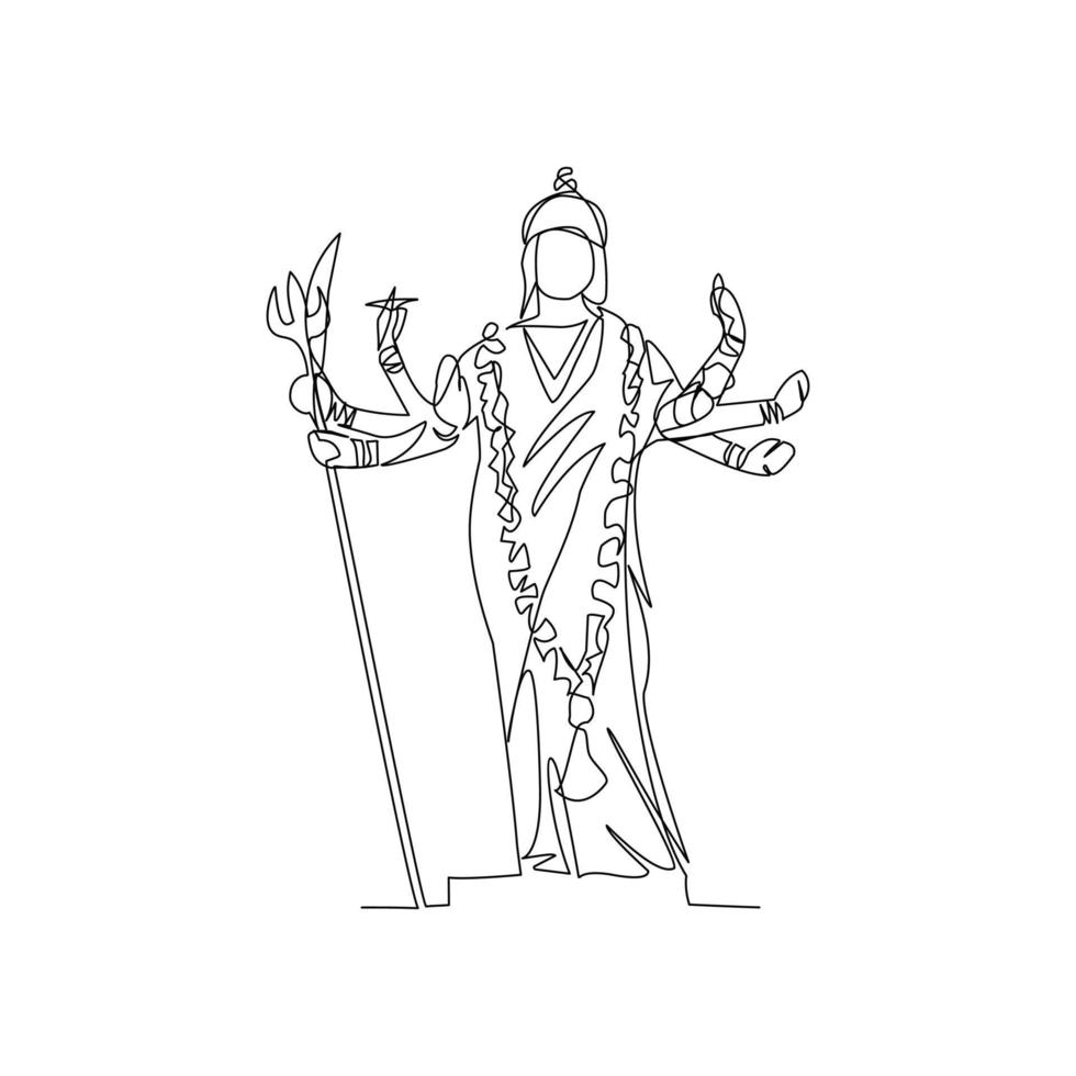 ilustración vectorial de la diosa india dibujada en estilo de arte lineal vector