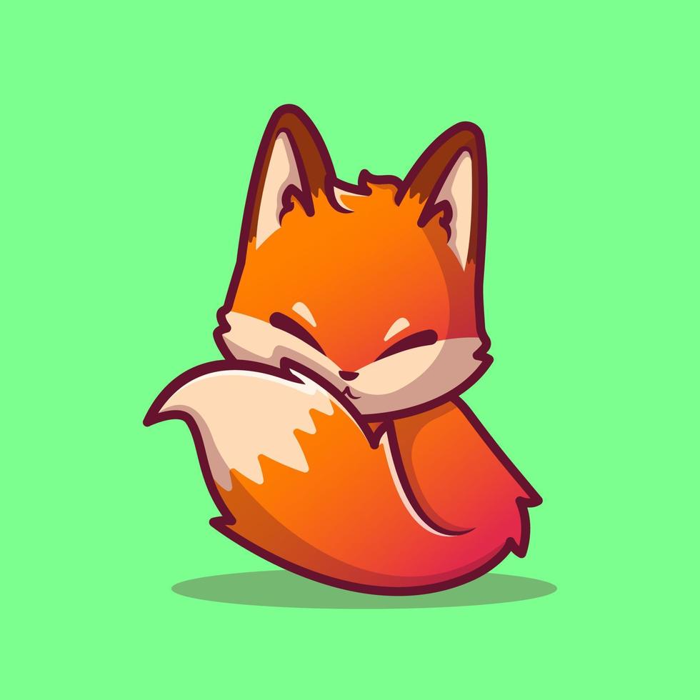 Cute Fox Sitting Cartoon Vector Icon Illustration. Animal Icon Concept Isolated Premium Vector. Flat Cartoon Style