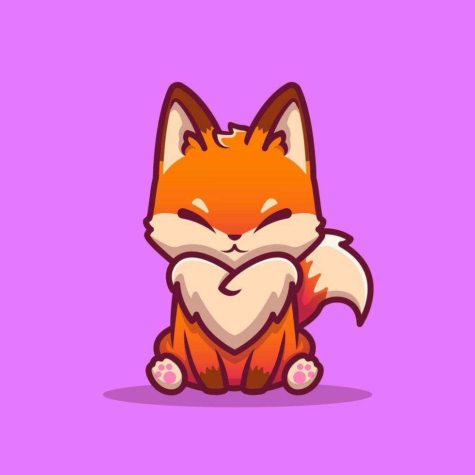 Cute Fox Sitting Cartoon Vector Icon Illustration. Animal Icon Concept Isolated Premium Vector. Flat Cartoon Style