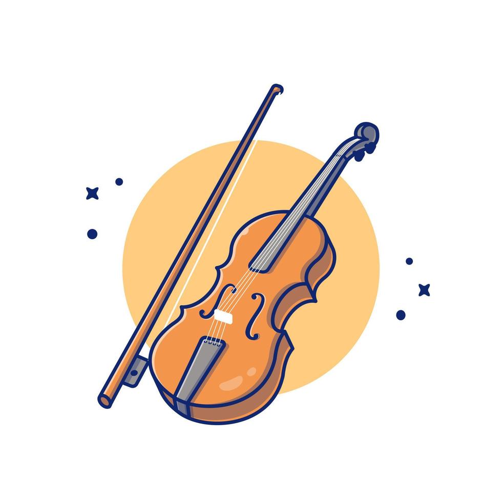 ilustración de icono de vector de dibujos animados de música de madera de violín. concepto de icono de instrumento musical vector premium aislado. estilo de dibujos animados plana