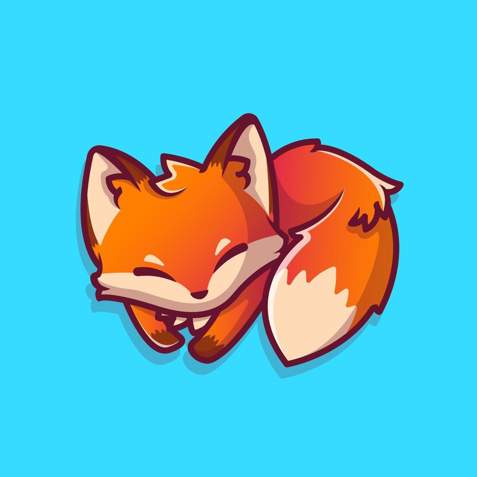 Cute Fox Sleeping Cartoon Vector Icon Illustration. Animal Icon Concept Isolated Premium Vector. Flat Cartoon Style