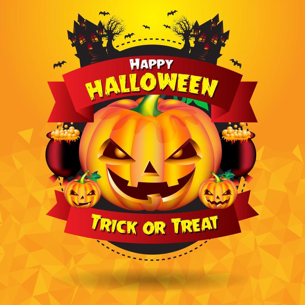 diseño de fondo de celebración de fiesta de diversión de feliz halloween con calabazas. elementos de halloween, noche de halloween vector