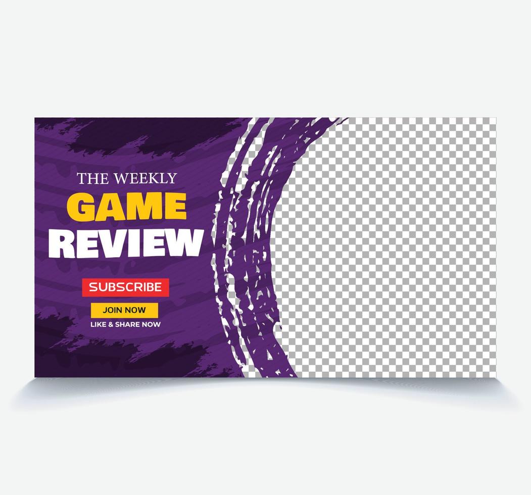 Online video class review game thumbnail design for any videos. video game review web banner, cover photo for social media vector