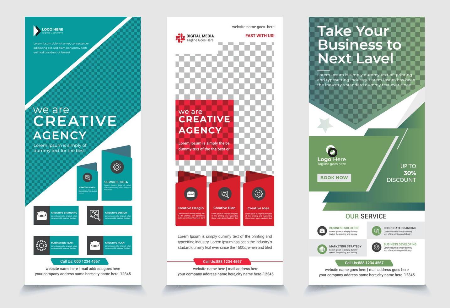 Corporate Professional Roll Up Banner template stand design, advertisement, display, business pullup banner, pop up banner, roller banner vector illustration