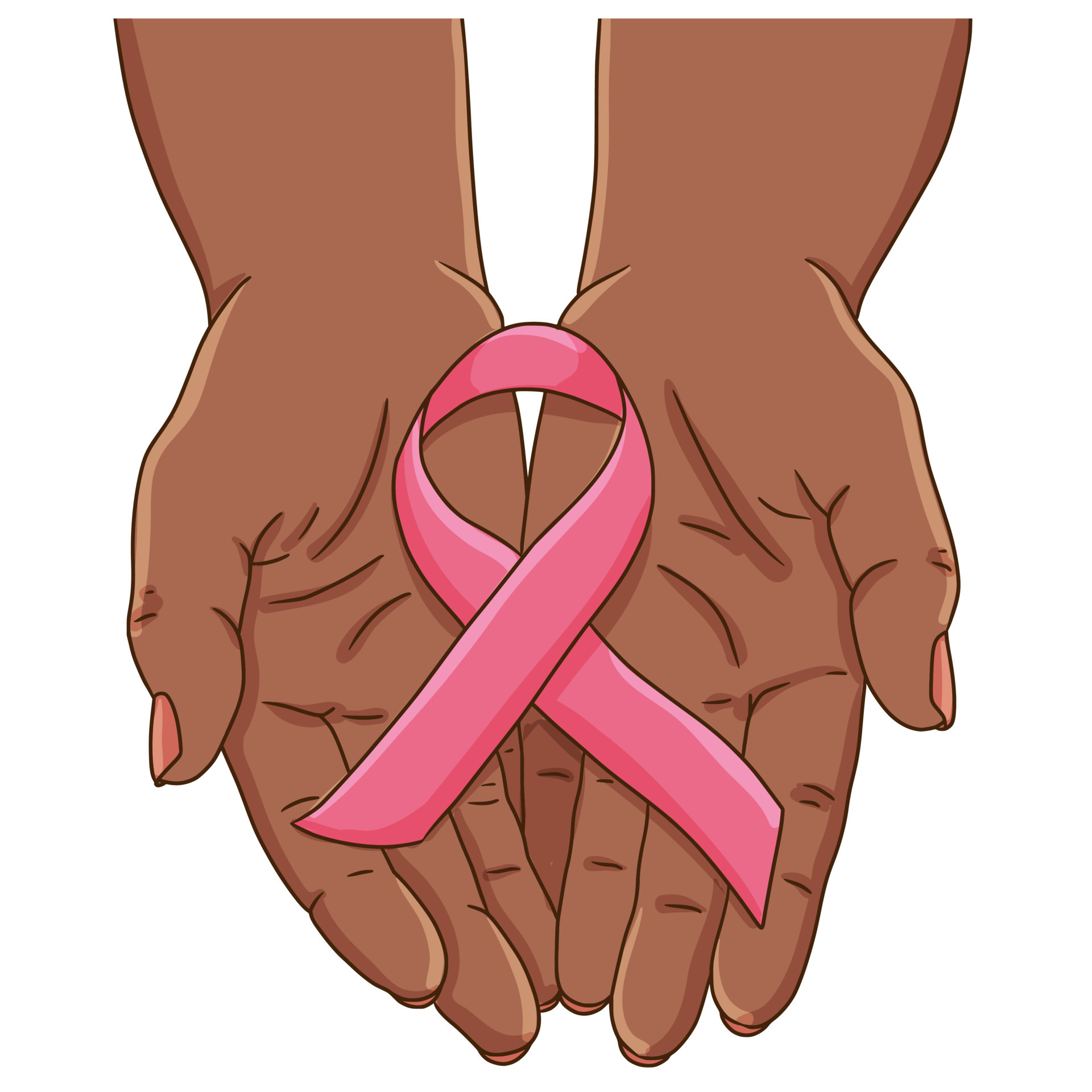 Breast cancer awareness month concept. Black woman hands cupped