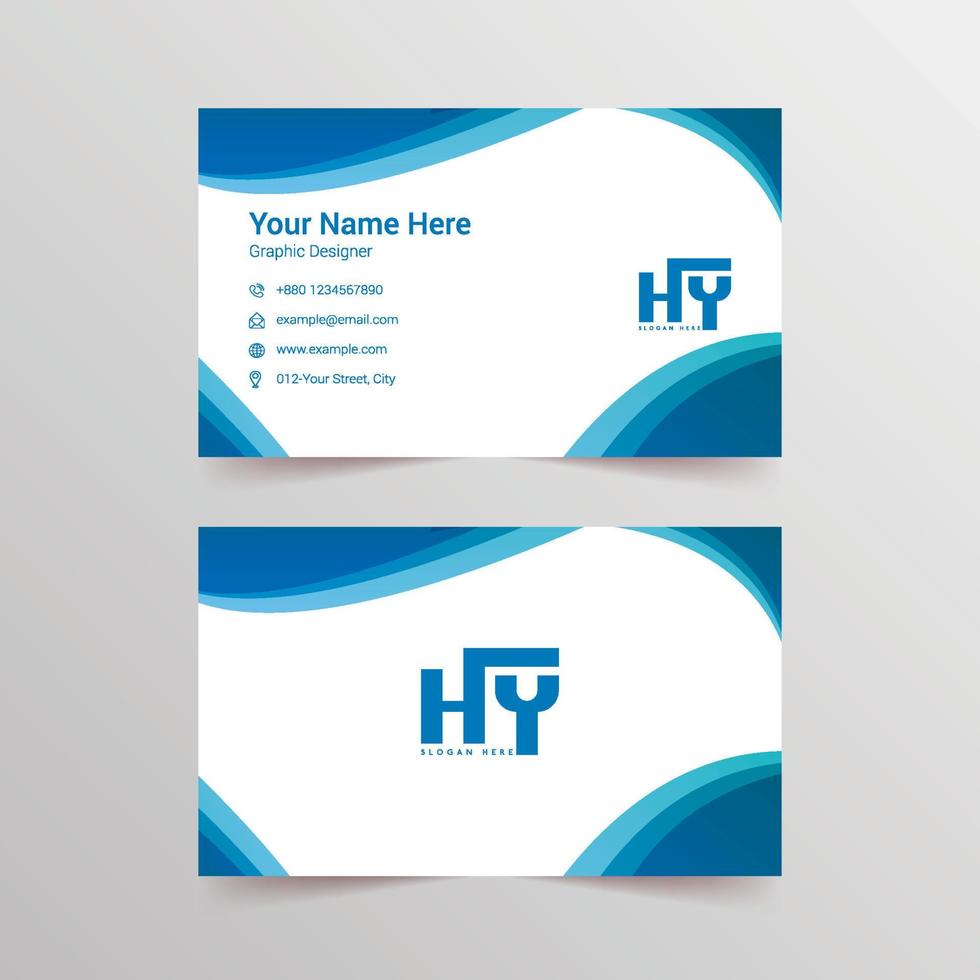 Blue colored both sided professional business card template vector