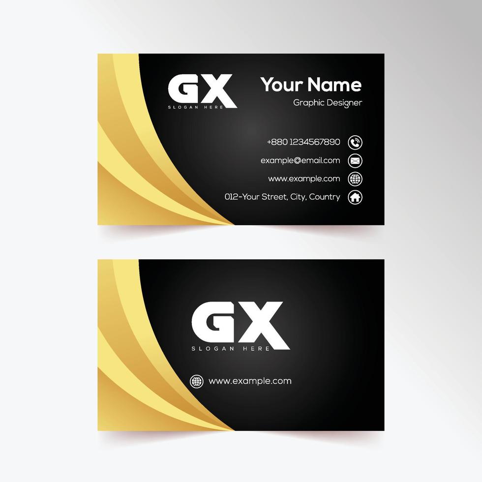 Golden gradient and black background business card format vector